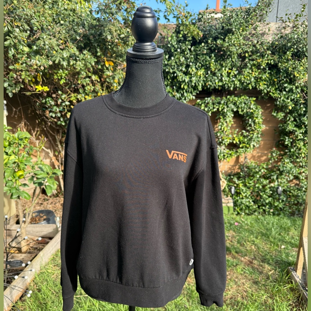 Vans Black Crewneck Sweatshirt with Orange Logo women’s size small